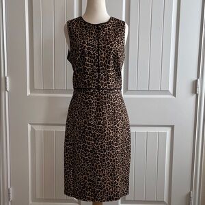 J. Crew Brown Leopard Print Midi Dress